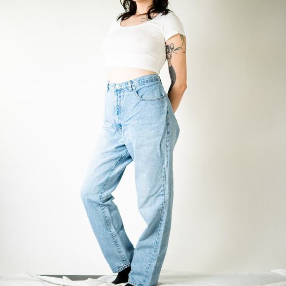 Vintage 90s Guess Jeans High Rise Faded Distressed Straight Leg Jeans - Picture 3 of 11